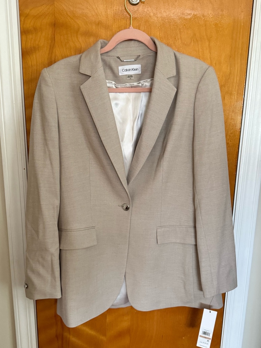 Calvin Klein Light Beige Single-Button Blazer